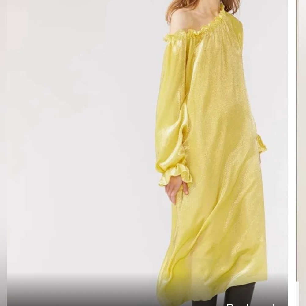 Cynthia Rowley Shanley Gold Metallic off shoulder Dress - size small